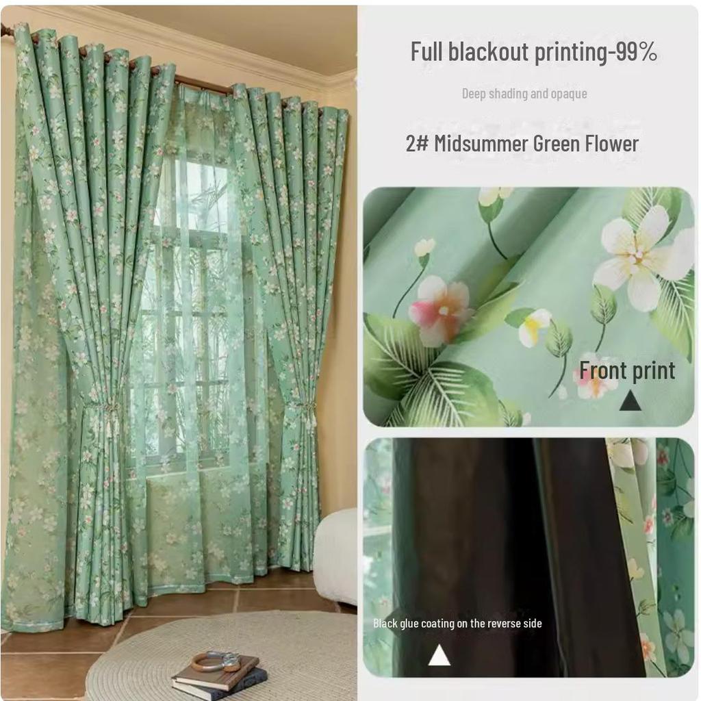 Nordic Blackout Curtains - Modern Bedroom/Living Room Full Blackout with Printed Design