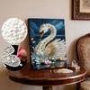 5D DIY Frameless Pearl Painting Swan Pattern Painting Kit, Suitable for Home Living Room Bedroom and Other Wall Decoration Art Paintings