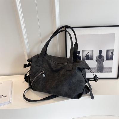 Solid Color Zipper Tote Bags for Women PU Leather Velvet Female Short Trip Sports Handbags  Trendy Crossbody Bags