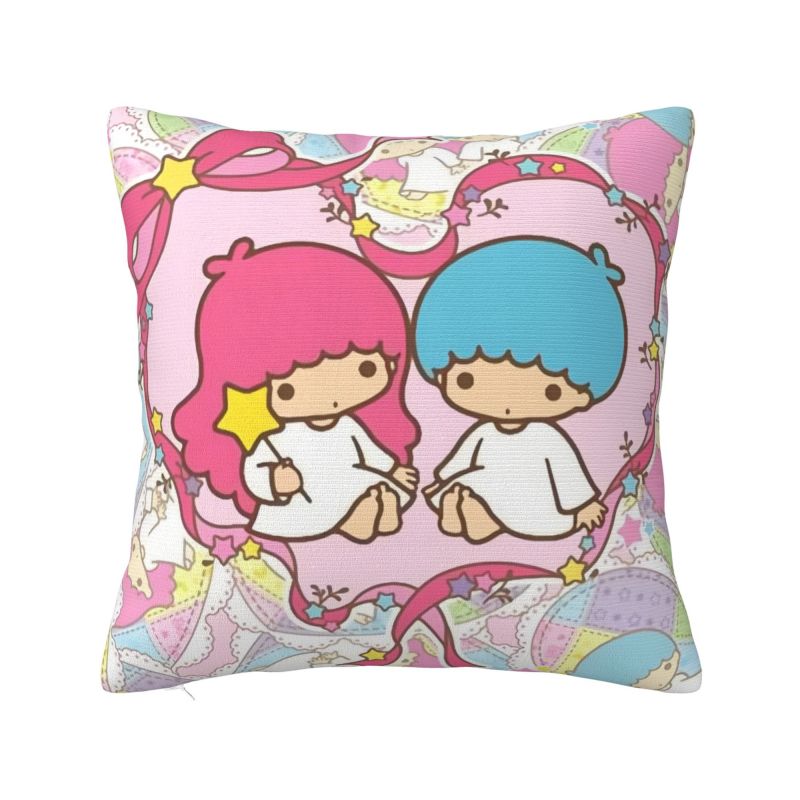 Sanrio Little Twin Stars Anime Cover 45x45cm Soft Lala Cartoon Kiki Cute Throw Pillow for Sofa Square Pillowcase Decoration