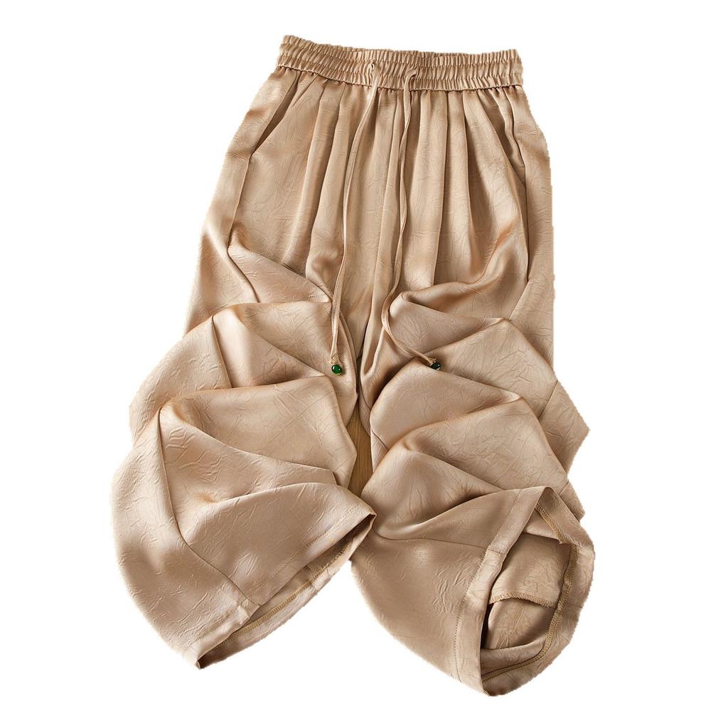 Fashion loose drape casual pants women's summer thin 1116 new ice silk cool straight pants breathable wide-leg pants
