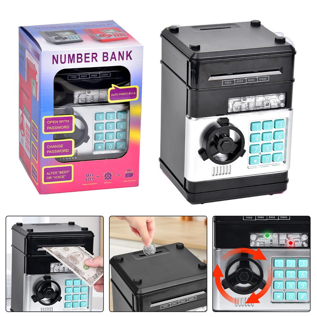 Children's Cartoon Password Box, Piggy Bank, Atm Safe Box Cabinet, Music Automatic Roll Money Piggy Bank, Deposit Machine Toy