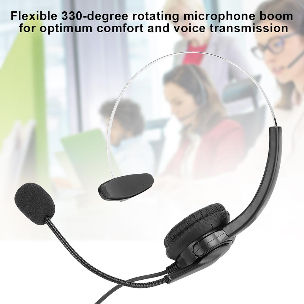Call Center Headset with Microphone Hands Free Noise Cancelling Monaural Earpiece with 3.5mm Interface for Desk