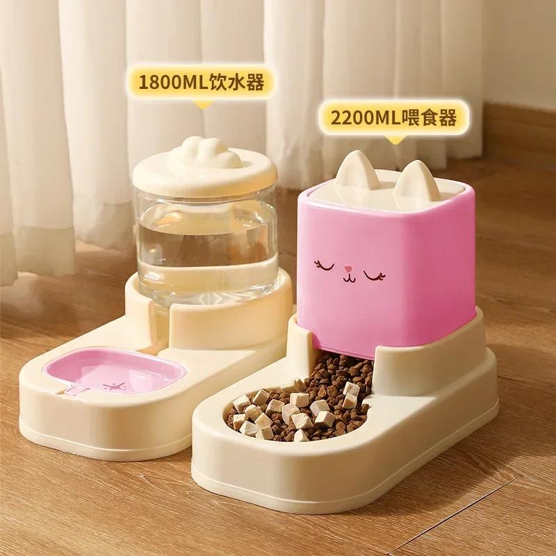 Pet Cartoon Automatic Feeding Water Feeder Large Capacity Cat Dog Universal Cat Bowl Dog Basin Pet Supplies