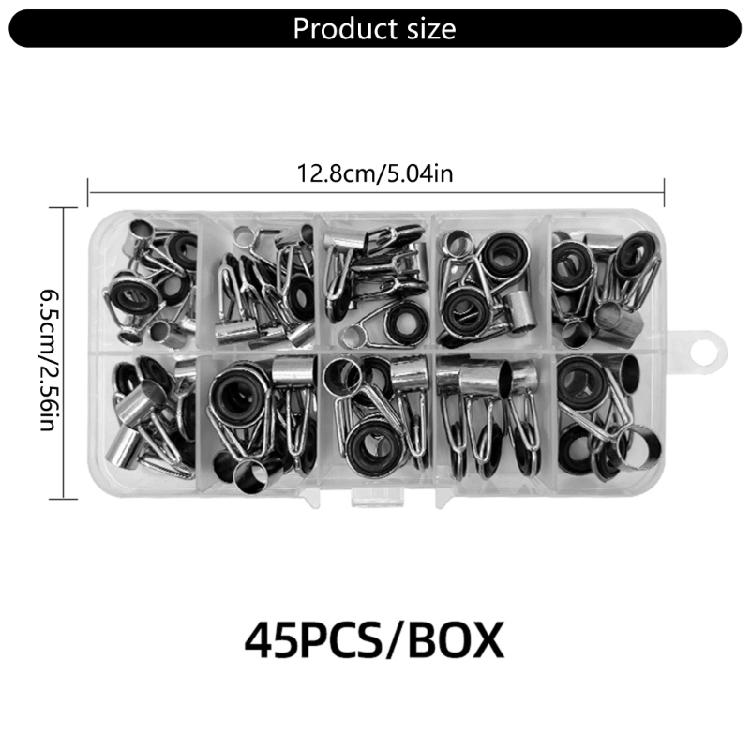 45Pcs Fishing Rod Repair Kits Ceramic Rings Rod Tip Guide Replcment Fishing Rod Side Line Guide Rings Easy To Use