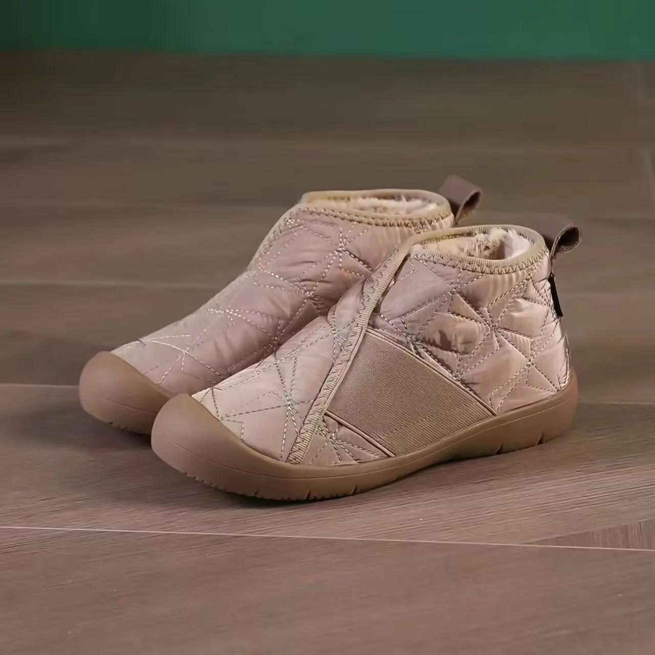 

Зимние Новые Короткие Ботинки Для Женщин Хлопковая Обувь С Утепленными Теплыми Снежными Ботинками Водонепроницаемые И Противоскользящие Большие Размеры Повседневные 35-44 35 хаки