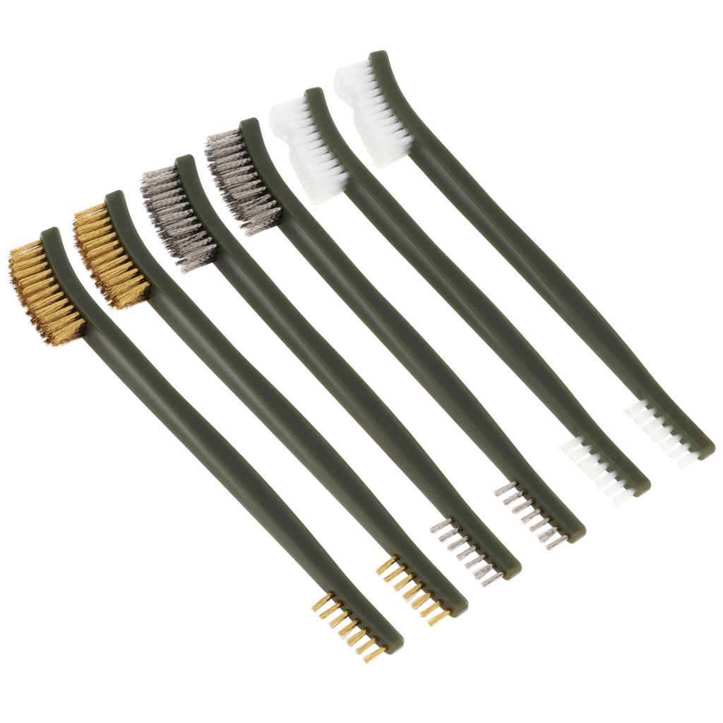 6pcs Mini Steel Copper Nylon Wire Brush Set for Cleaning Paint Welding Slag Metal Rust Dirt Removal 7 Inch Handy Brass Brush Set