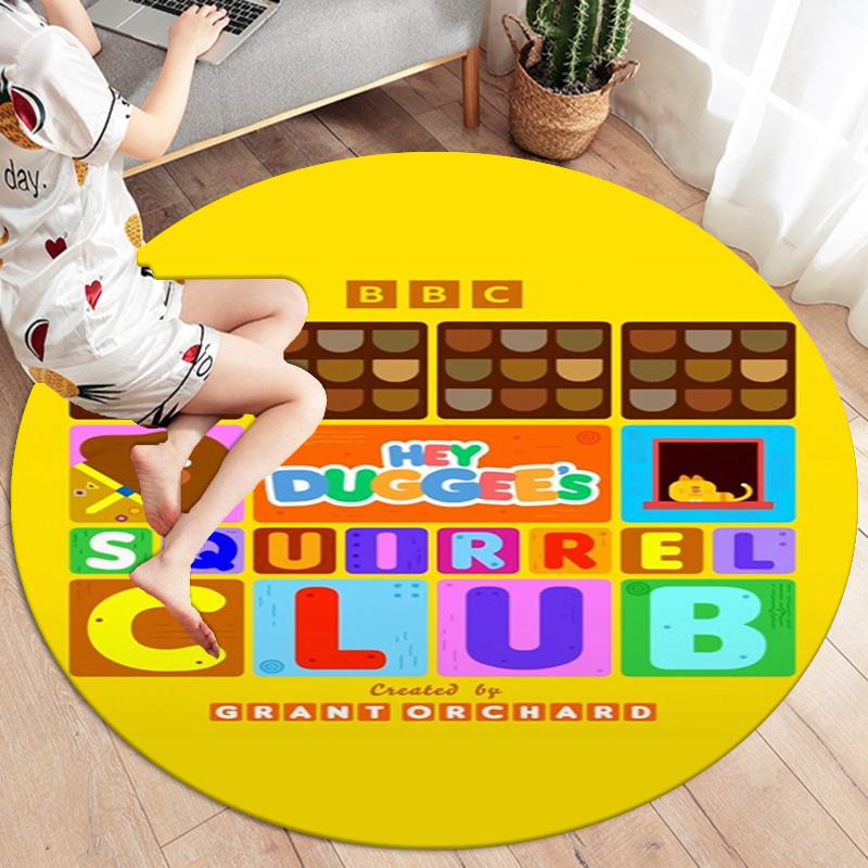 Hey Duggee Round Area Rug,Carpet Rug for Living Room Bedroom Sofa Playroom Decor,Non-slip Floor Mat