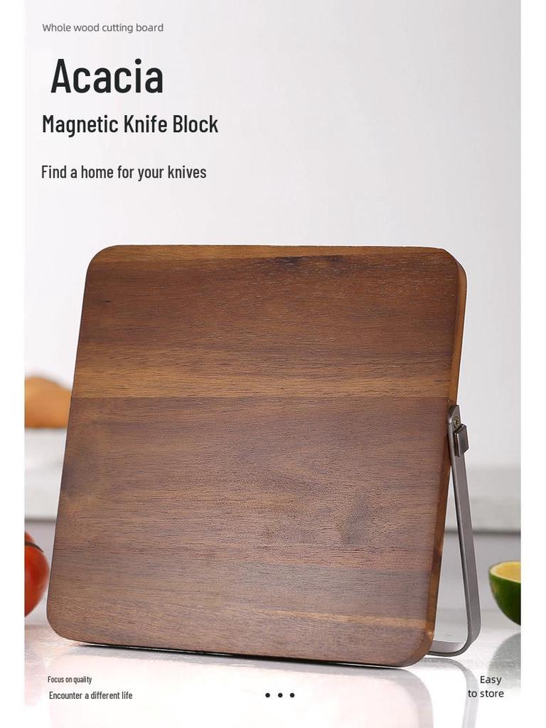 Double-Sided Magnetic Knife Holder – Solid Wood Stand for Kitchen Cleavers