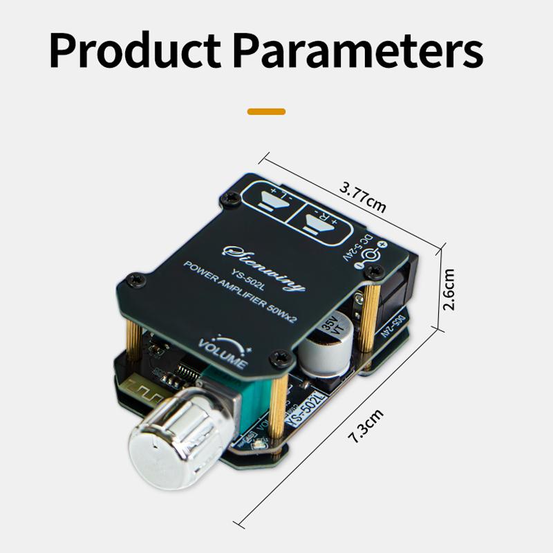 YS-502L 2.0 Channel Bluetooth 5.0 Audio Amplifier Board, 100W Stereo Power Amp Module With AUX And Volume Control For Speakers