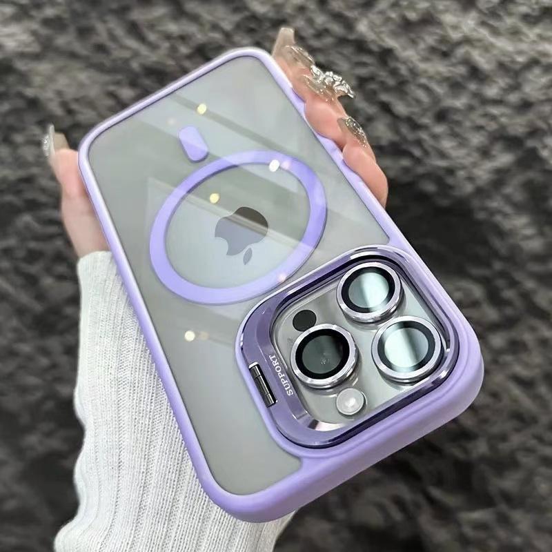 iPhone 16 PRO Magnetic Lens Holder Case, Transparent Acrylic, Anti-Fall, also fits iPhone 15/14.
