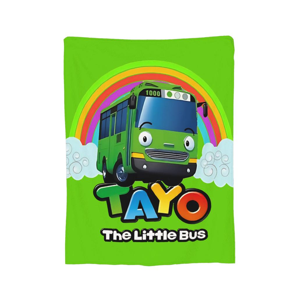 Coperta Go Buster Cartoons Tayos Little Bus Coperta in Flanella Coperta da Viaggio in Aereo Stampata Ultra Morbida Calda Copriletto