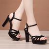 8cm 10cm Small Size 32-43 Fashion Office Ladies Platform Shoes Summer 2025 Block High Heels Sandals for Model Daily Mom
