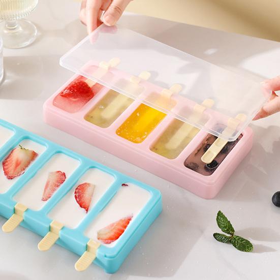 Eisform, Stapelbarer Eis am Stiel Hersteller mit Deckel, BPA-Freie Leicht zu Lösende Plastik Eis am Stiel Form für Selbstgemachten Joghurt