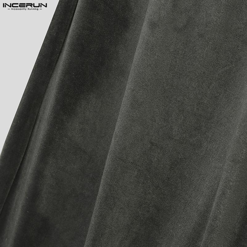 INCERUN Men Drawstring Elastic Waist Plain Velvet Casual Loose Long Trousers Pants