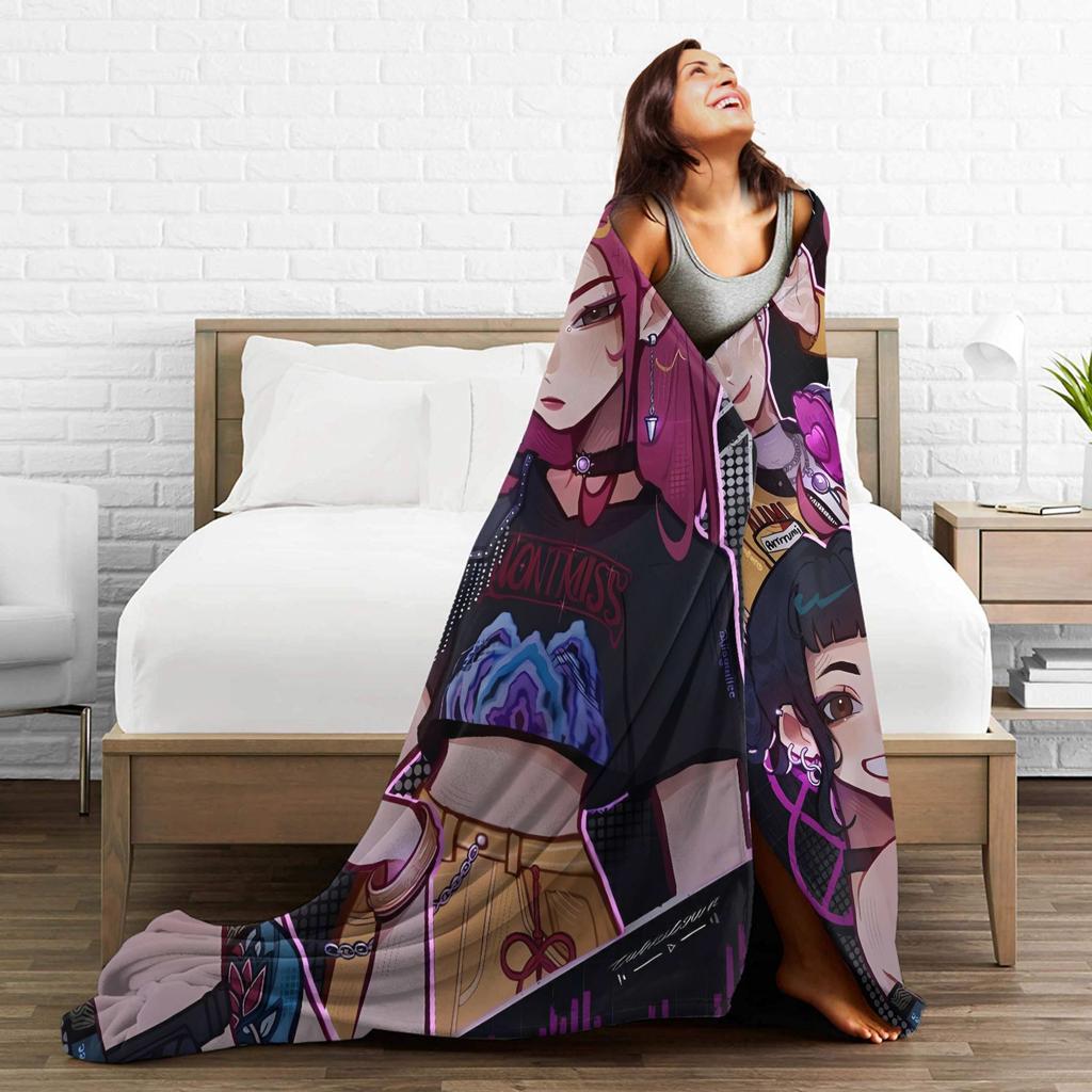 KPop Demon Hunters Korean Girls Plush Blanket Kids  Flannel Throw Blanket For Bedroom Super Soft Custom Quality Bedspread