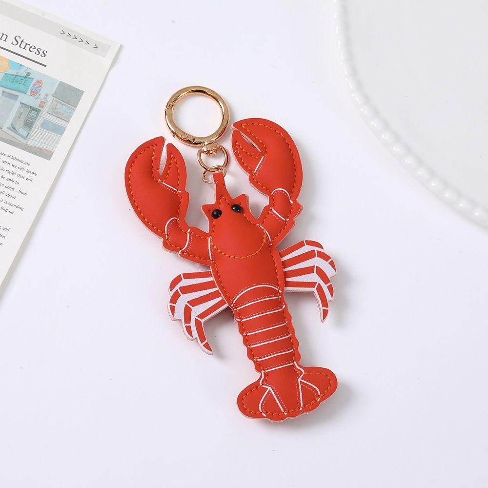 Cute Pu Crab Keychain Summer Bag Charm Multi-color Pu Leather Lobster Pendant  Bag Ornament