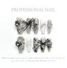 10pcs Handmade Press On Nails Gradient Dark Wearable False Nail Butterfly Pearl Flower Decoration Reusable Acrylic Art Nail Tips