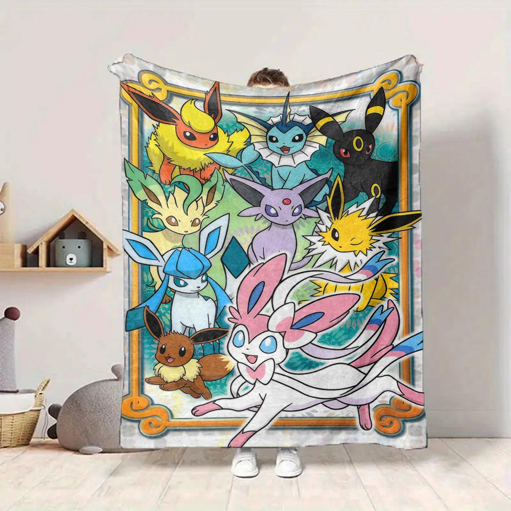1Pc Eevee Evolution Fantasy Blanket Soft And Comfortable Casual Warm Camping Travel Christmas Halloween Xmas Gift Em92842