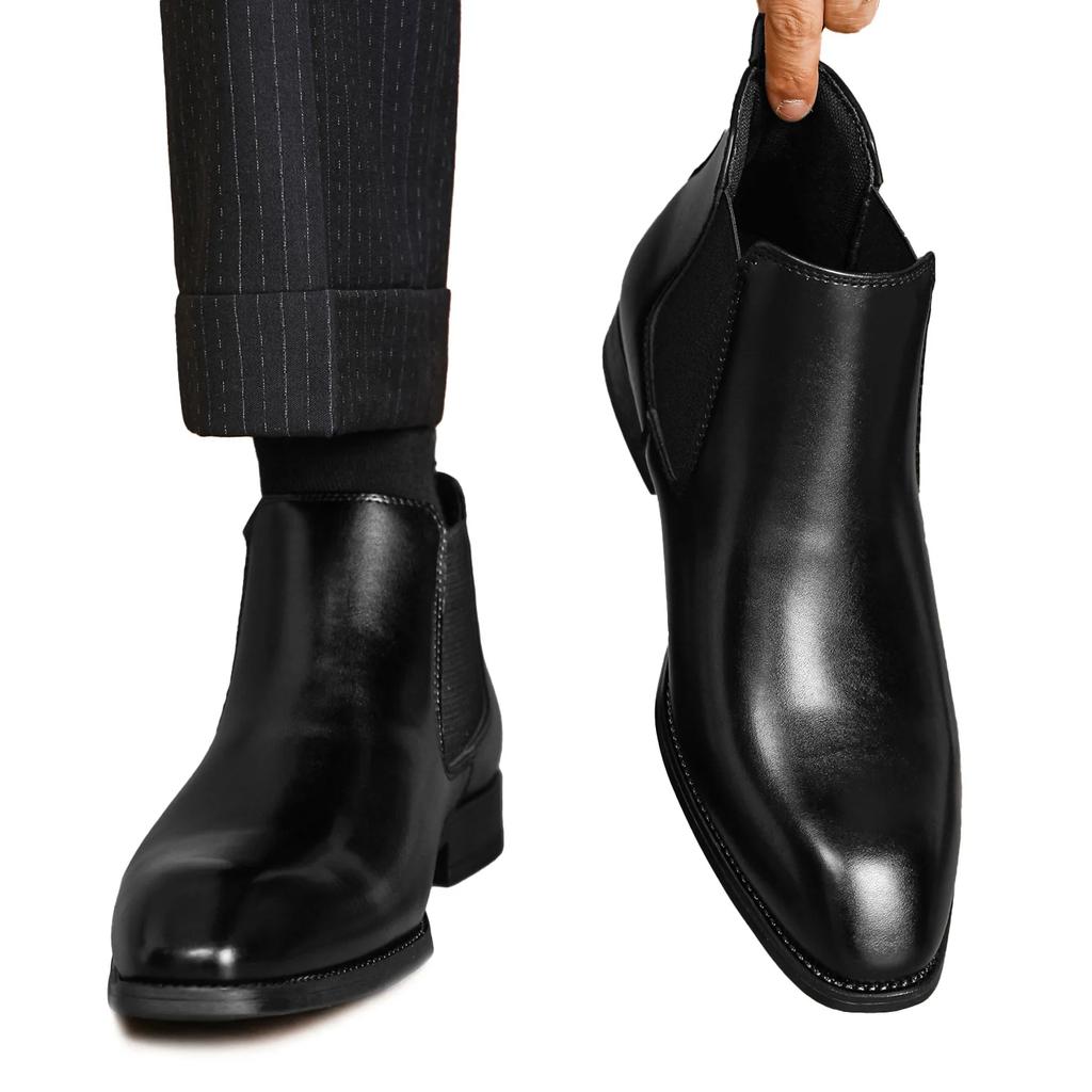 Stivaletti Chelsea Classici Retrò da Uomo Moda Uomo Stivaletti alla Caviglia in Pelle Stile Britannico Uomo Stivaletti Bassi Scarpe Casual High-top nuovo