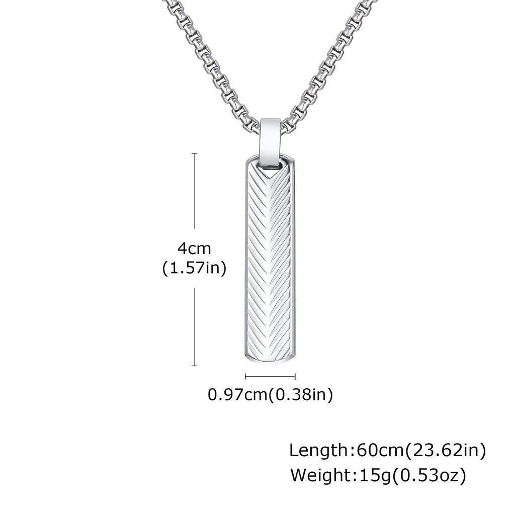 Geometric One-Word Strip Titanium Steel Stainless Steel Batch Flower Square Strip Pendant Necklace Men'S, Quanxi Water Jewelry Pn2071