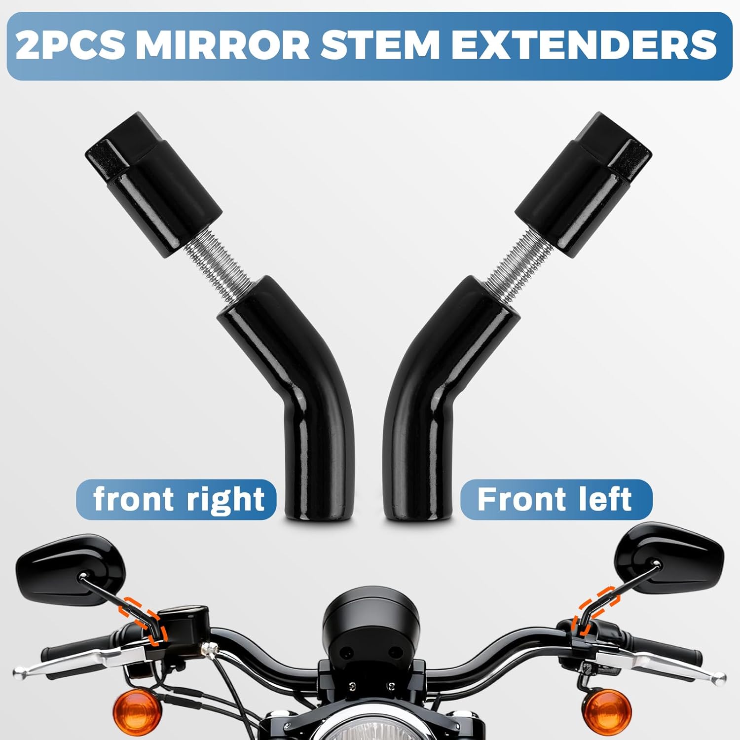 

Mirror Stem Extenders, Metal Black Mirror Stem Extenders, Compatible with Harley Sportster X883 1200 Iron 883