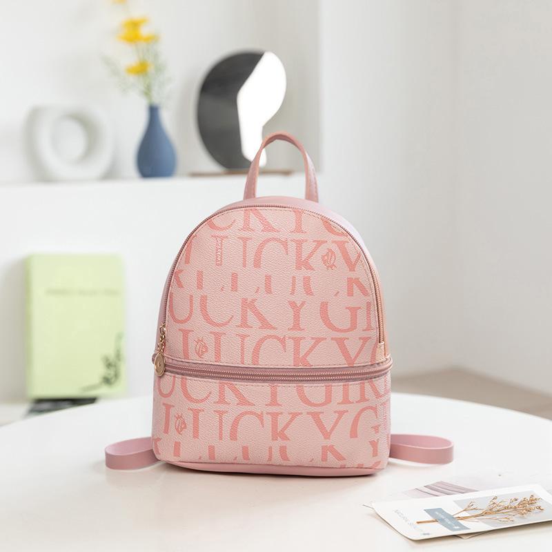 

2023 Trendy Printed Women s Small Backpack & Shoulder Bag with Coin Purse розовый