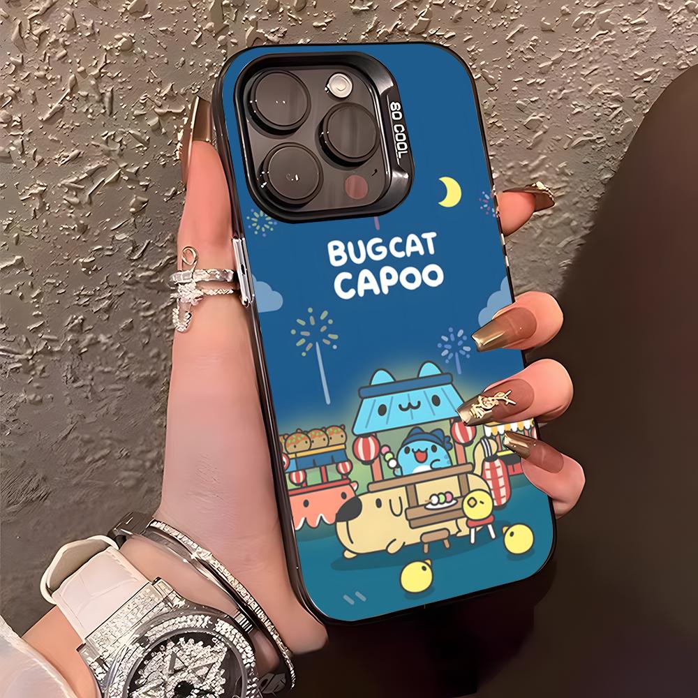 Cute B-Bugcat C-Capoo Phone Case For IPhone17 Air 16 15 14 Plus 13 12 11 Pro XS Max Silver Black Bumper Case iPhone17 Pro