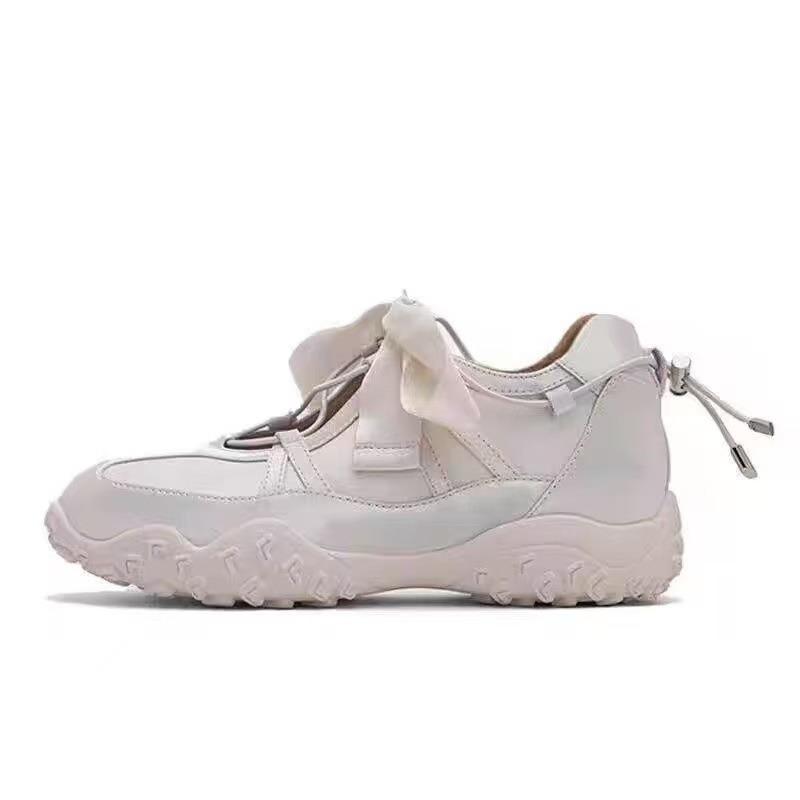 Inner height increase small silver shoes sports silver ballet style beautiful bow cross strap Mary Jane single shoes women