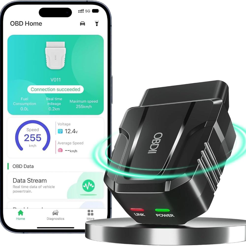 

Диагностический блок для автомобилей и мотоциклов OBD2 BT 5.4, Banaone BT Диагностический блок OBD2 для iOS и Android OBDII Сканер автомобиля с тестом аккумулятора Автомобиль, чёрный