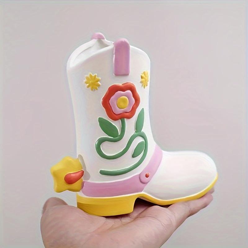 Handmade Western Cowboy Boots Flower Vase Cowgirl Rain Boot Ceramics Centerpiece Home Party Decor for Birthday Gift Wedding