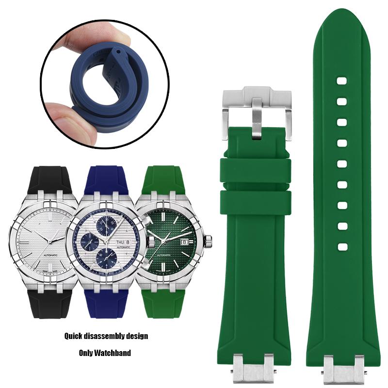 Für MAURICE LACROIX AIKON Gummiarmband-Steg AI6008 6038 6007 Armband Schnellverschluss Metall Stahlkopf Silikon Uhrenarmband