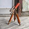 Vintage Brass Telescope with Wooden Tripod Maritime Desk Decor