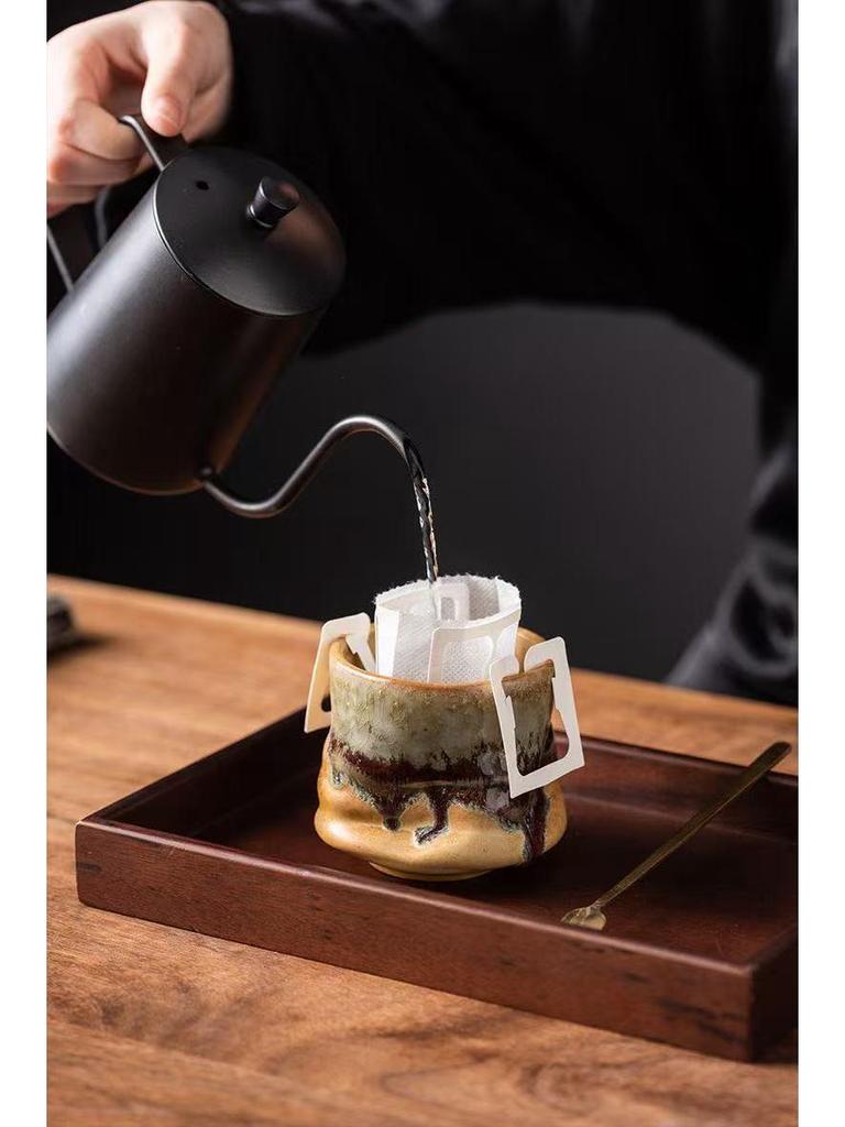 Retro Ceramic Kiln-Change Mug: Pleated Coarse Pottery Coffee Cup