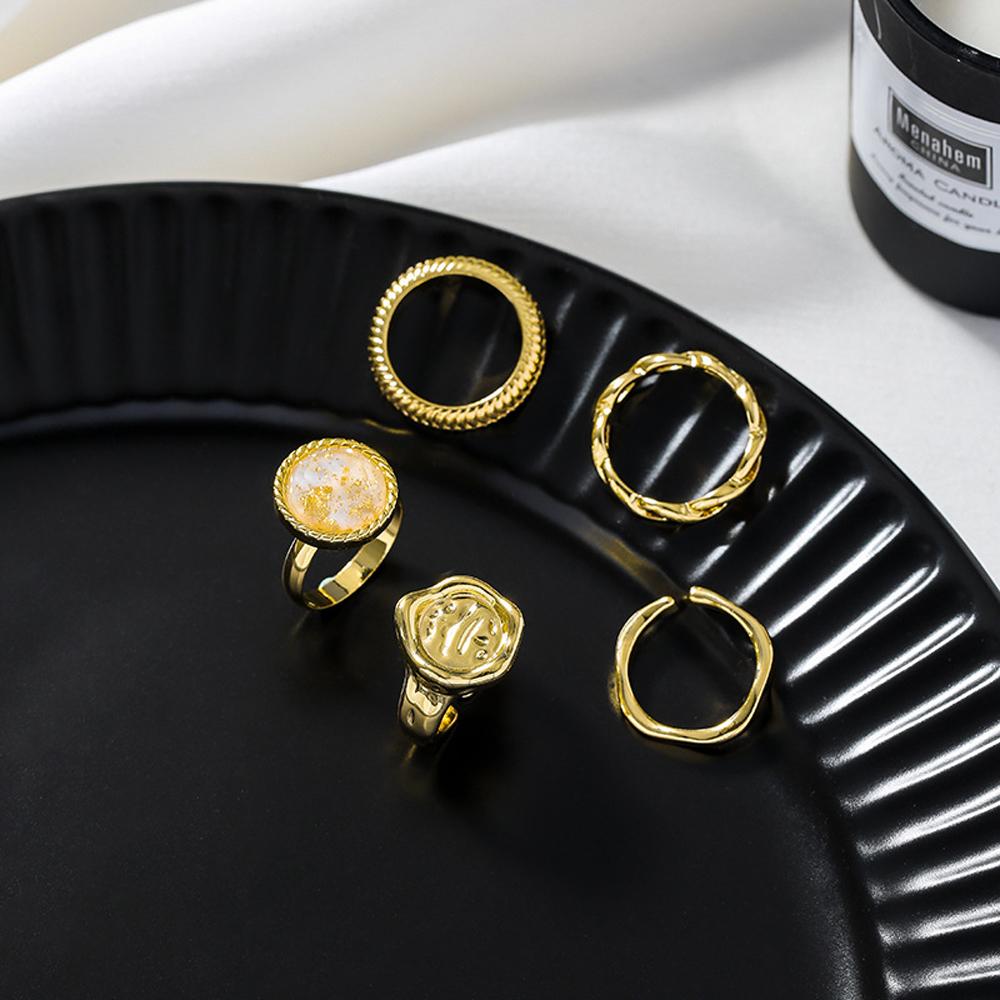 

Элегантные 5 шт./компл. модные девушки крутые женские золотые кольца на палец набор открытых колец металлические