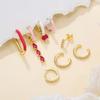 Stainless Steel Zircon Geometry Dangle Earring 18K Gold Plated Huggie Women's Earring Ear Clip Piercing Jewelry Pendientes Mujer