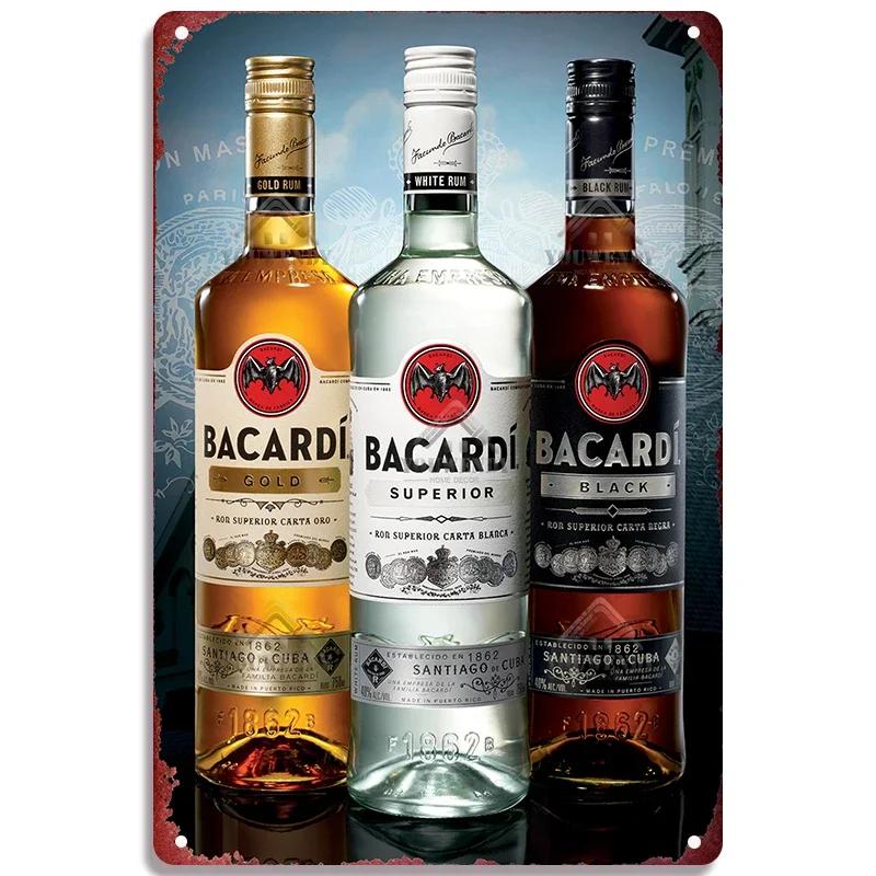 Retro Bacardi Metal Sign, Tin Sign, Rum Brand Plaque, Vintage Plates, Wall Decor, Poster, Bar, Man Cave, Shabby Chic Decorati