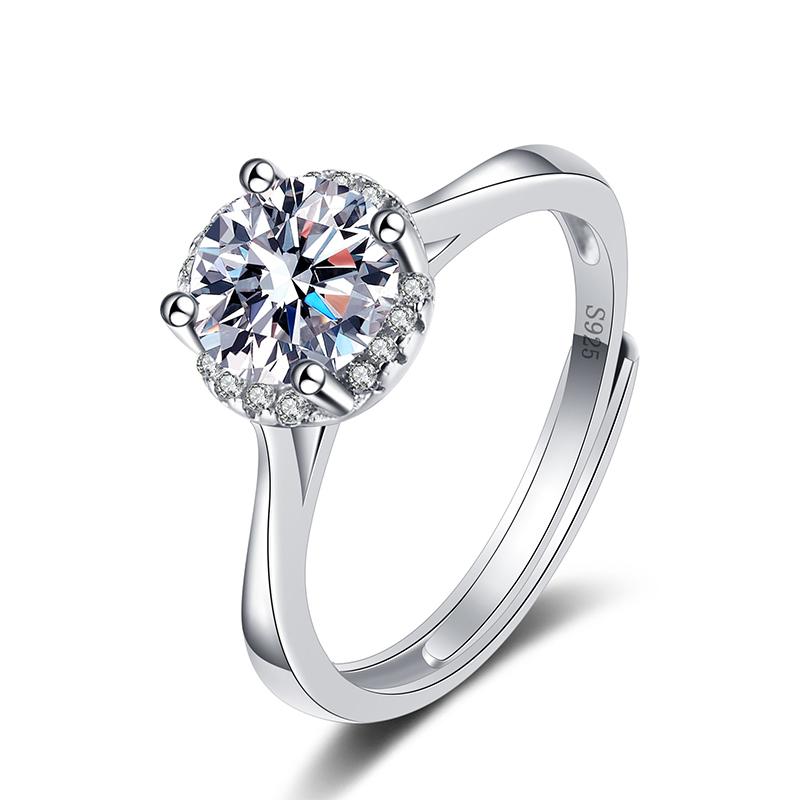 Tancise Klasik 925 Ayar Gümüş Mozanit Yüzük Bayanlar Takı Düğün Promise Parti Hediye