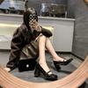French Retro Thick Heel Small Leather Shoes Fashion Dress Square Head Mary Jane High Heel Single Shoes Women