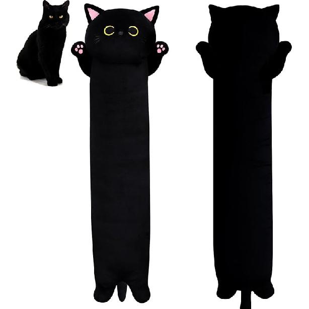 Long Cat Plush,50CM Long Cat Stuffed Animals Soft Black Kitten Plushie, Black Kitten Plush Stuffed Cat for Kids,Gift for Halloween Birthday Christmas 50cm