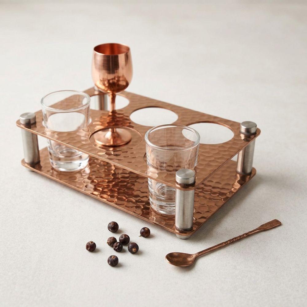 6 Holes Wine Glass Tray Stainless Steel Glass Cup Rack Durable Serving Display Tray Kitchen