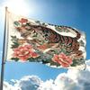 1 Stück Flagge, ein hochwertiges Banner im japanischen Stil mit Tiger- und Blumenmuster, lebendige Farben, perfekt für die Außendekoration, für Hof und Garten