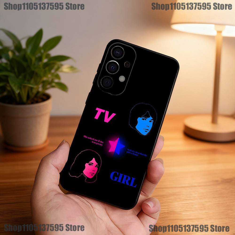 Custodia per Telefono T-TV Girl Band Per Samsung S25,S24,S21,S22,S23,S30,Ultra,S20,Plus,Fe,Lite,5G Cover Nera