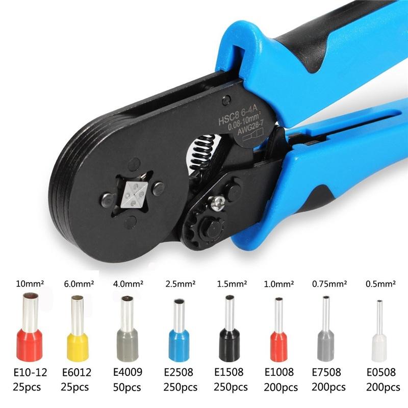 Crimper Plier Set, Self-adjustable Wire Crimping Tools Wire Crimping Terminals  Wire Cable Tube Terminals  with 800/1200PCS Sets 0.25-10mm²