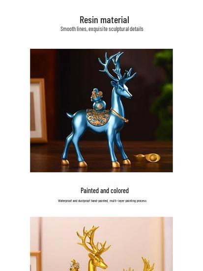 Fortune Deer Wealth-Attracting Ornament for Living Room and Cabinet – Perfect Housewarming or Opening Gift