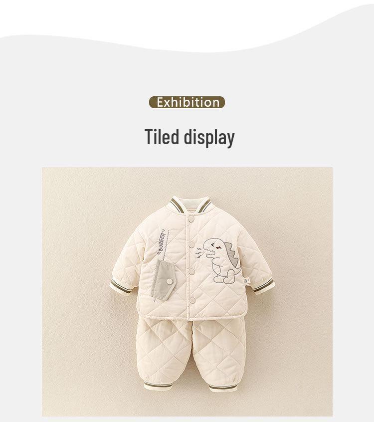 Baby Boys' Autumn/Winter Quilted Cotton Two-Piece Set: Warm Jacket and Pants