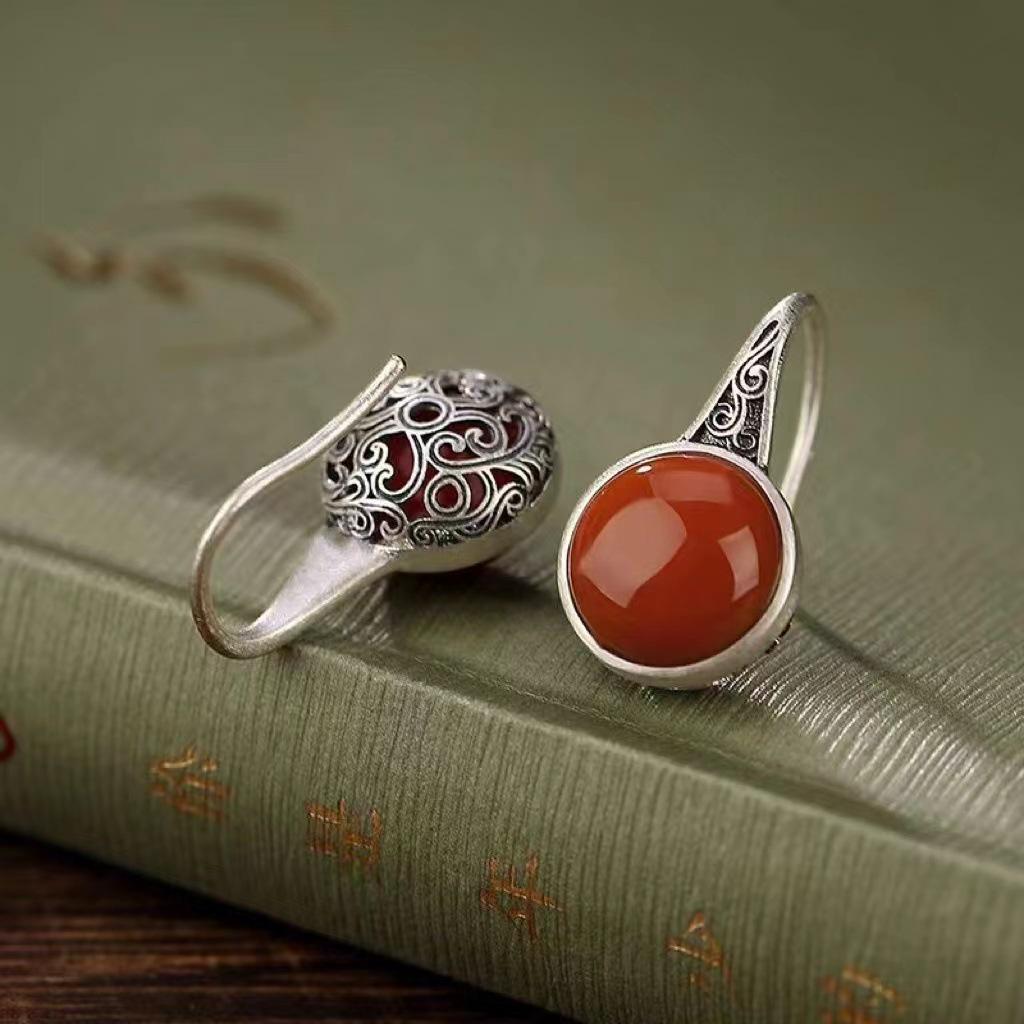 Boucles d'oreilles pour femmes Motif creusé rétro mat en imitation Nan Hong