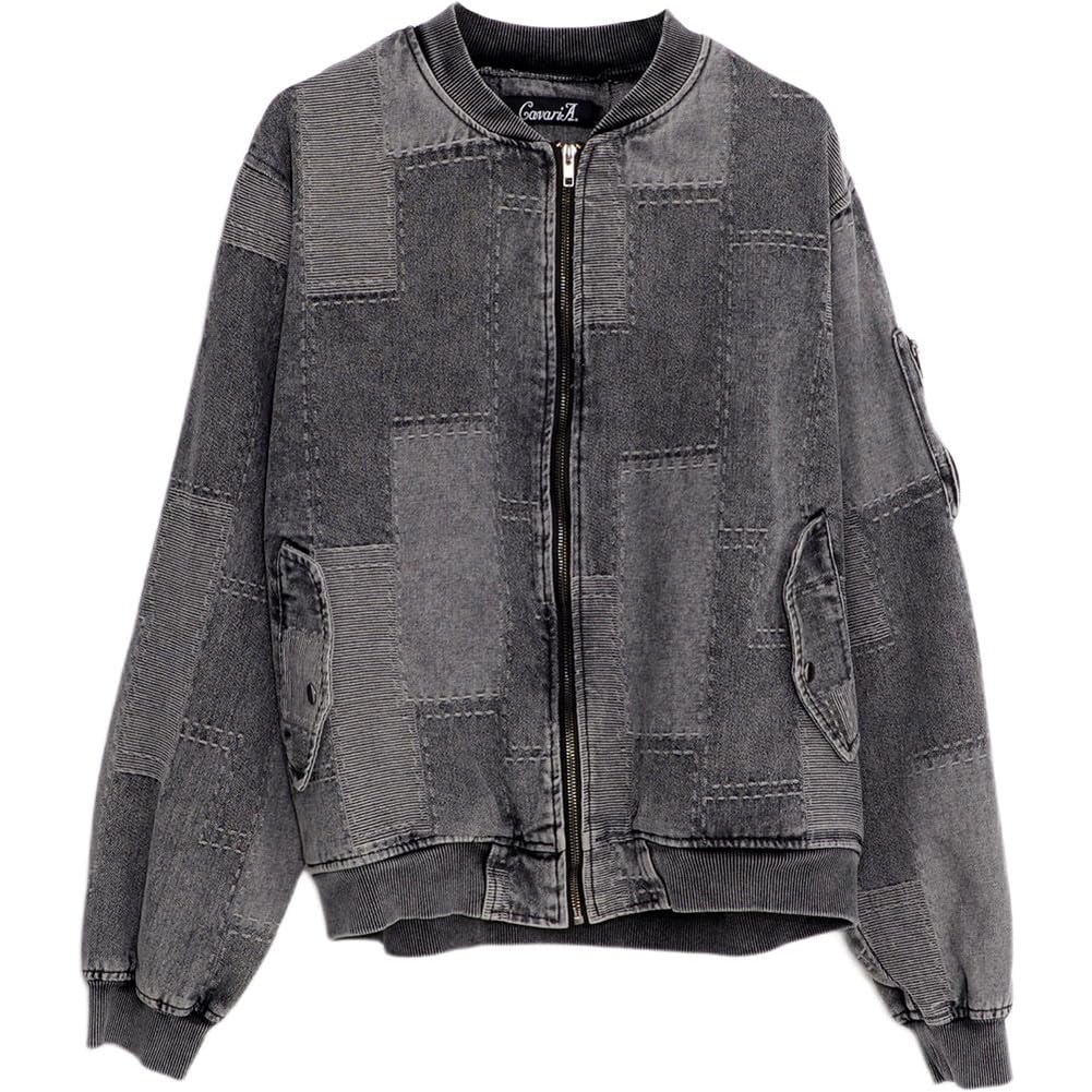 SILVER BULLET CavariA Jachetă Unisex Denim Prelucrare Chimică pentru Bărbați MA-1 CATN24-05 (44(M), BLK(Negru))