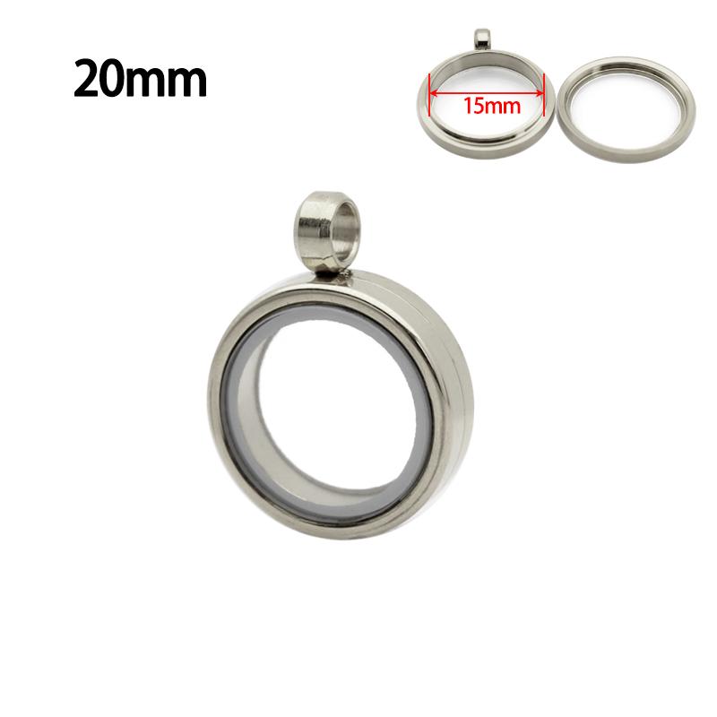 12pcs 15/20/23/25/27/30/33/35/40/45mm Stainless Steel Screw Living Memory Glass Locket Floating Charms Locket Pendant Jewelry