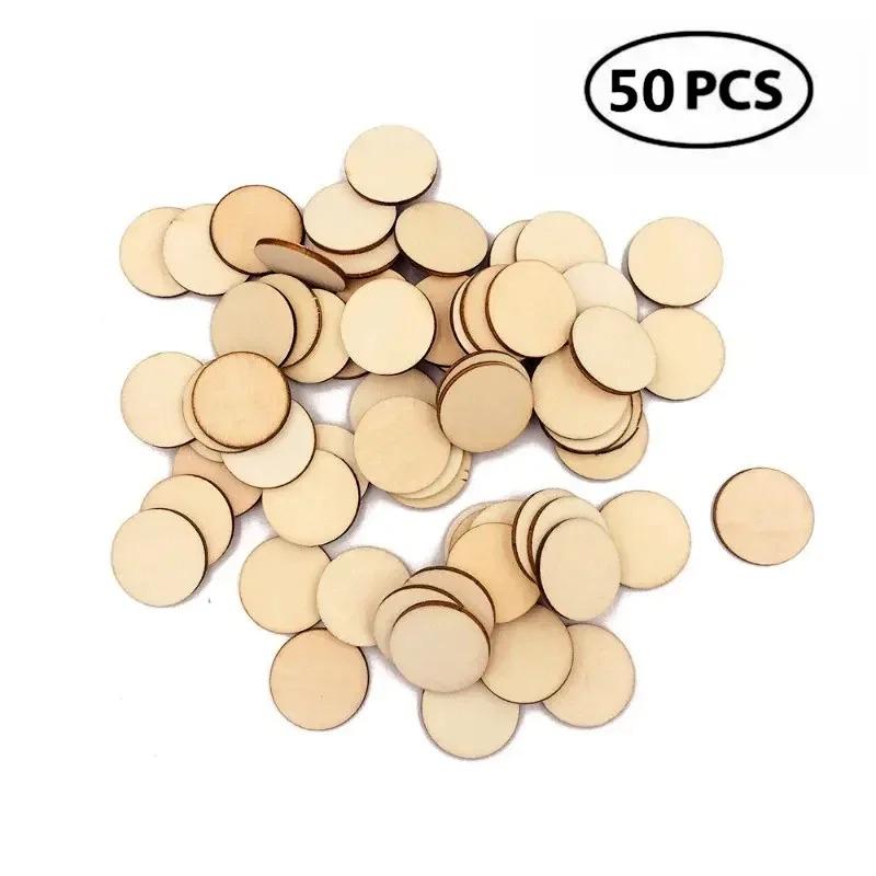 

50pcs 3cm Round Disc Circle Unfinished Wood Slices for Wood Slices DIY Crafts and Decoration 3cm(1.18inch)&2mm
